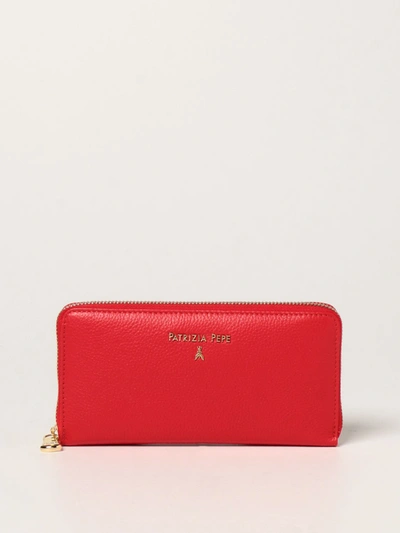 Shop Patrizia Pepe Wallet In Textured Leather In Red