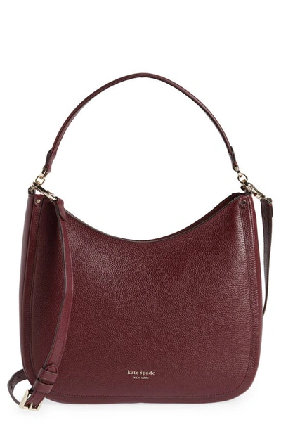 Shop Kate Spade Roulette Large Leather Hobo Bag In Grenache