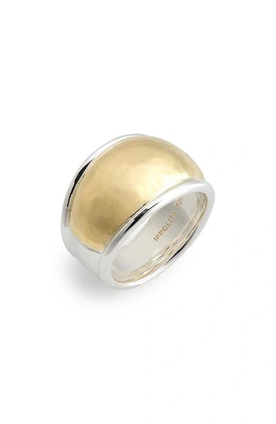 Shop Ippolita Chimera Hammered Dome Ring In Yellow Gold/ Silver