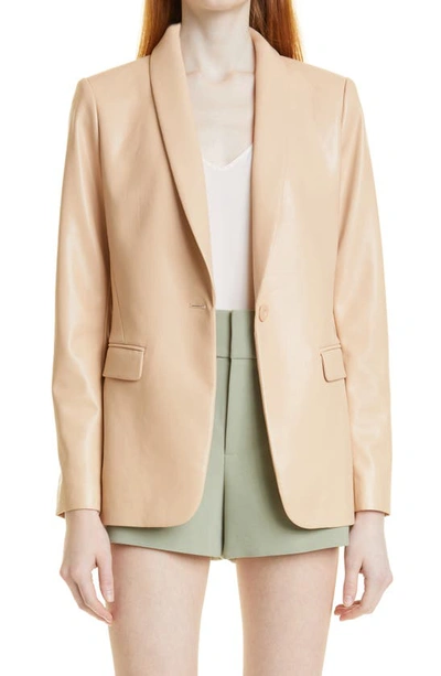 Shop Alice And Olivia Macey Faux Leather Blazer In Almond
