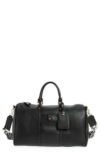 Shop Mali + Lili Jamie Vegan Leather Double Strap Duffle Bag In Black