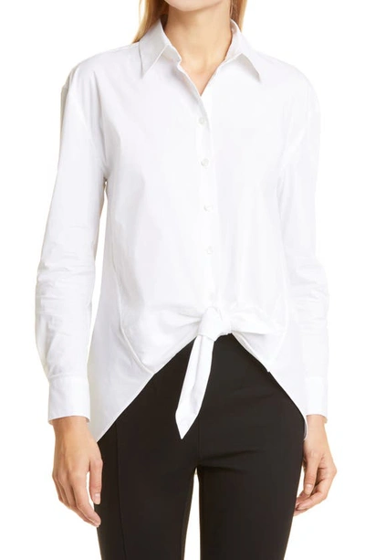 Shop Donna Karan Woman Tie Front Button-up Shirt In White