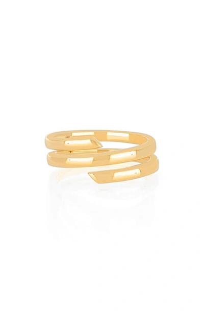 Shop Ef Collection Swirl Bypass Ring In Yellow Gold