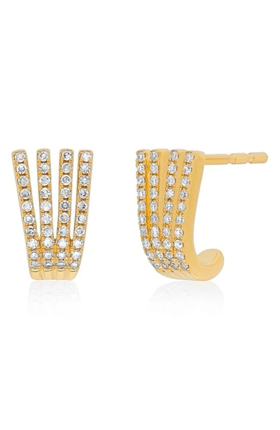Shop Ef Collection Diamond Reverse Multi Huggie Hoop Earrings In Yellow Gold