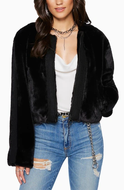 Shop Ramy Brook Paola Faux Fur Crop Jacket In Black