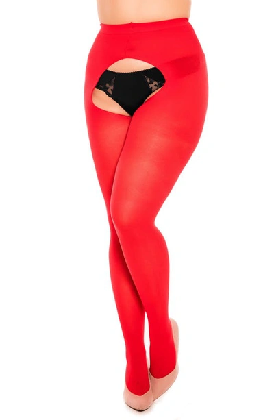 Shop Glamory Hosiery Ouvert 60 Suspender Tights In Red