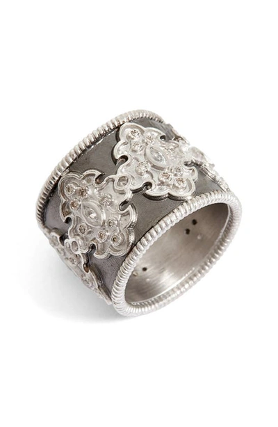 Shop Armenta New World Scroll Diamond Band Ring In Silver