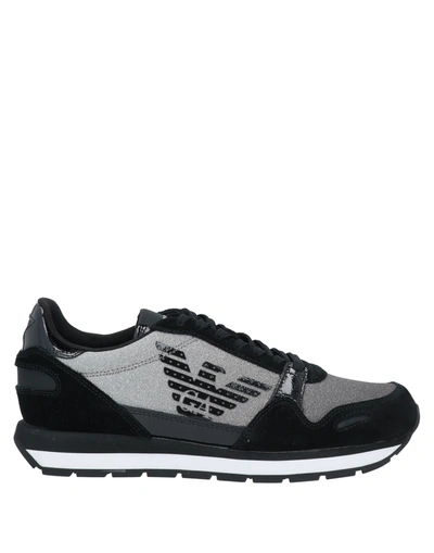 Shop Emporio Armani Woman Sneakers Black Size 6.5 Thermoplastic Polyurethane, Bovine Leather