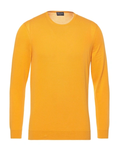 Shop Drumohr Man Sweater Apricot Size 46 Cotton In Orange