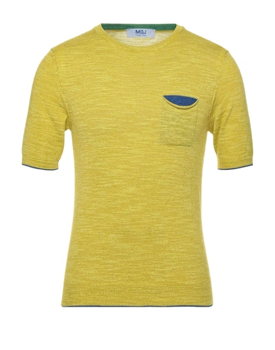 Shop Mqj Man Sweater Yellow Size L Cotton, Acrylic