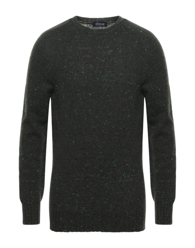 Drumohr Man Sweater Emerald Green Size 44 Virgin Wool, Cashmere, Polyamide In Black
