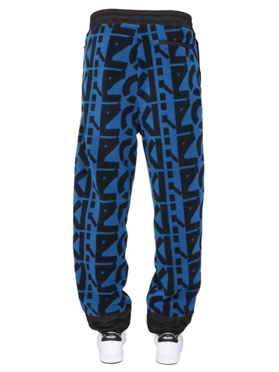 Kenzo Allover Monogram Drawstring Jogging Pants In Blue