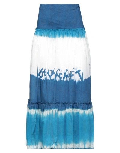 Shop Alberta Ferretti Woman Midi Skirt Azure Size 10 Cotton In Blue
