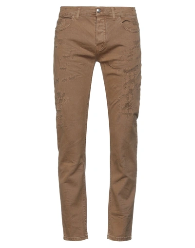 Shop Frankie Morello Man Jeans Brown Size 34 Cotton, Elastane