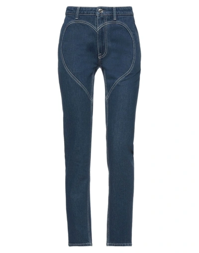 Burberry Dark Canvas Blue Cotton High-rise Heart-motif Skinny Jeans In Blue