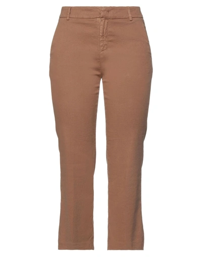 Shop Dondup Woman Pants Camel Size 32 Linen, Lyocell, Elastane In Beige