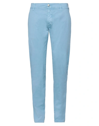 Shop Jacob Cohёn Man Pants Sky Blue Size 35 Cotton, Elastane