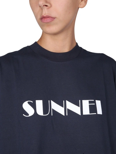 Shop Sunnei X Eleonora Bonucci T-shirt With Logo Unisex In Blue