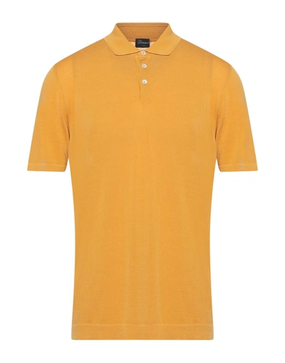 Shop Drumohr Man Polo Shirt Apricot Size 40 Cotton In Orange
