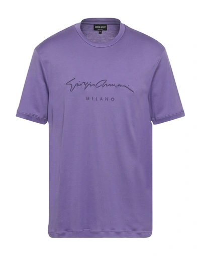 Shop Giorgio Armani T-shirts In Purple