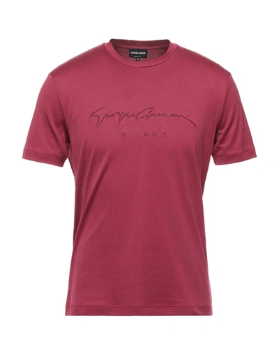Shop Giorgio Armani T-shirts In Garnet