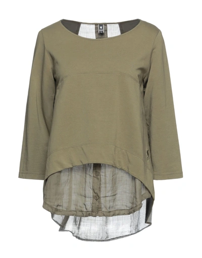 Shop European Culture Woman Sweatshirt Military Green Size S Ramie, Cotton, Elastane