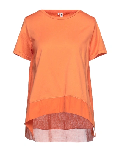 Shop European Culture Woman T-shirt Orange Size S Cotton
