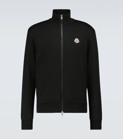 Shop Moncler Zipped Cotton Jacket In Black