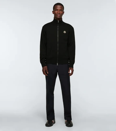 Shop Moncler Zipped Cotton Jacket In Black