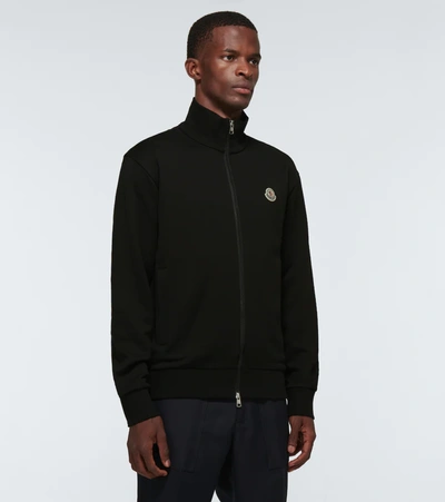 Shop Moncler Zipped Cotton Jacket In Black