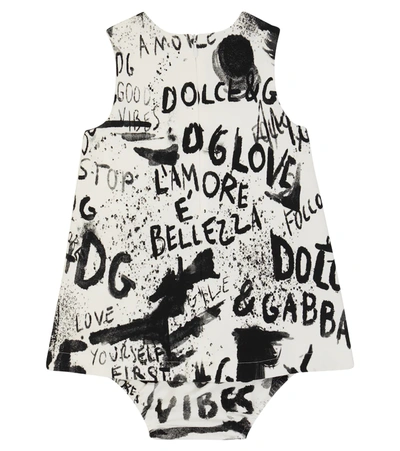Shop Dolce & Gabbana Baby Cotton Dress And Bloomers Set In White