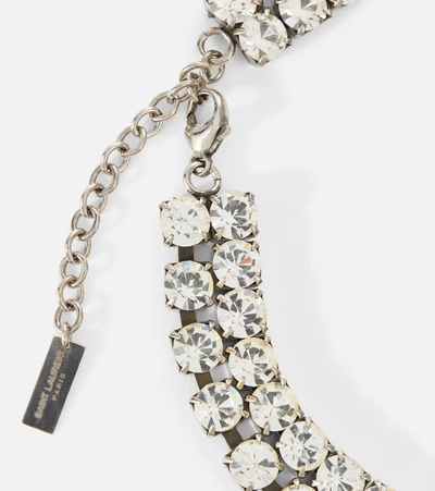 Shop Saint Laurent Crystal-embellished Choker In 银色