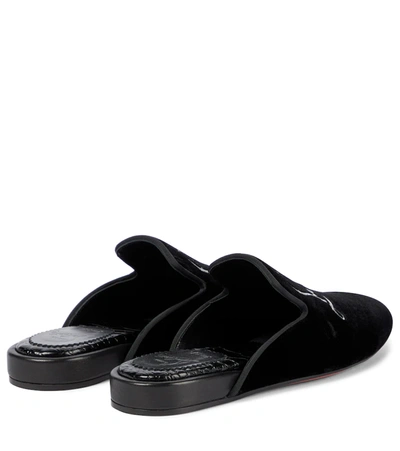 Shop Christian Louboutin Navy Coolito Donna Velvet Slippers In 黑色