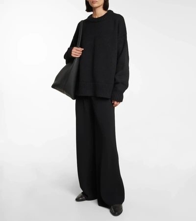 Shop The Row Gala High-rise Wide-leg Cady Pants In 黑色
