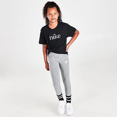 Shop Nike Girls' Sportswear Favorites High-rise Leggings In Carbon Heather/white