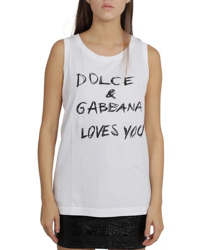 Shop Dolce & Gabbana White Dg Loves You Top