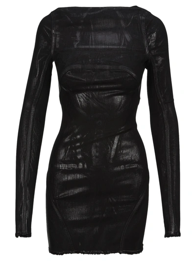 Shop Rick Owens Al Mini Dress In Black