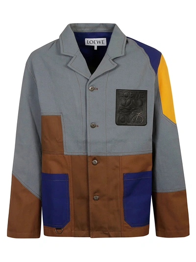 Shop Loewe Multi-pocket Buttoned Jacket In Multicolor