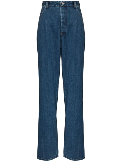 Shop Kwaidan Editions High-waisted Straight-leg Jeans In Blue