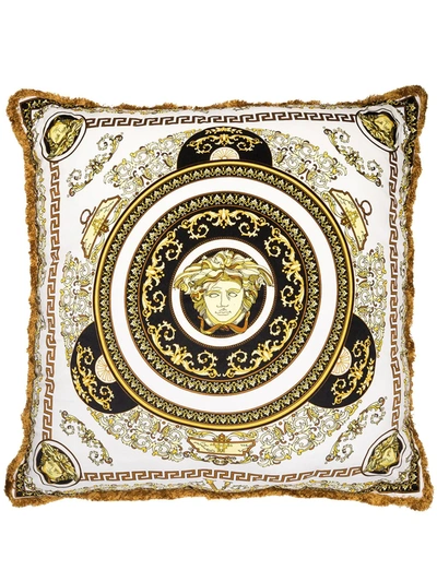 Shop Versace Double Sided Baroque 90cm Cushion In White