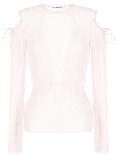 Cecilie Bahnsen Cut-out Pointelle-knit Jumper In 粉色 | ModeSens