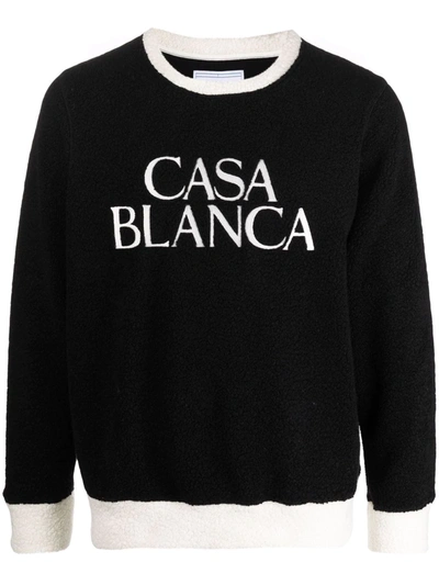 Shop Casablanca Logo-print Fleece Jumper In Black