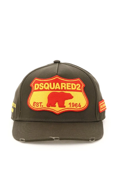 Shop Dsquared2 Logo Patch Baseball Cap In Khaki