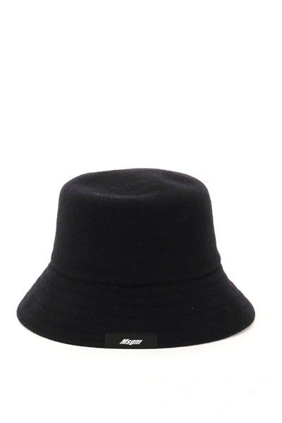 Shop Msgm Bucket Hat In Black