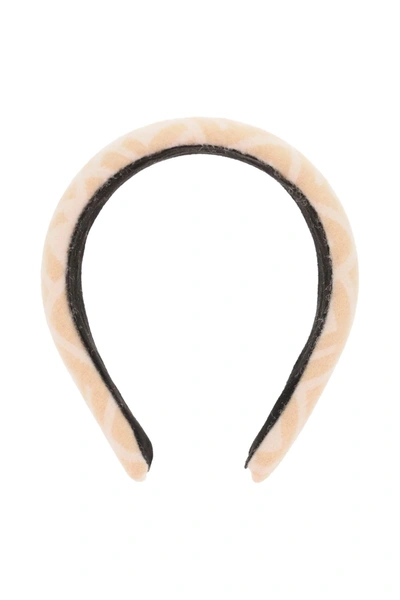 Shop Fendi Padded Wool Headband In Beige