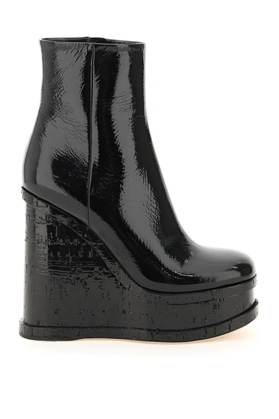 Shop Haus Of Honey Lacquer Doll Wedge Ankle Boots In Black