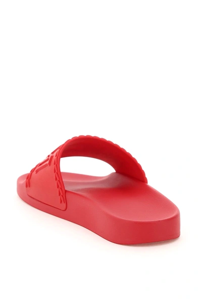 Shop Mcm Rubber Slides With Logo In Red