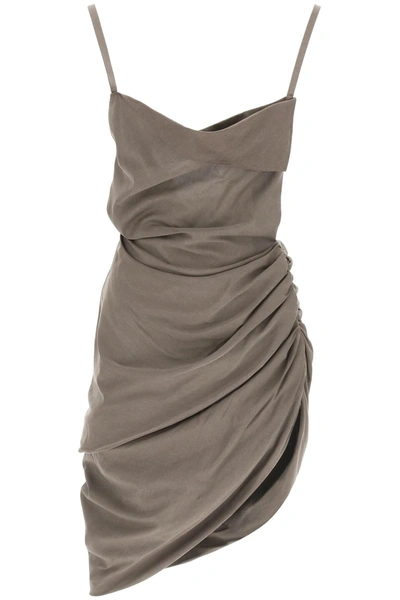 Shop Jacquemus La Robe Saudade Mini Dress In Brown,grey