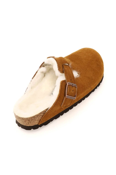 Shop Birkenstock Boston Shearling Sabot Narrow Fit In Beige