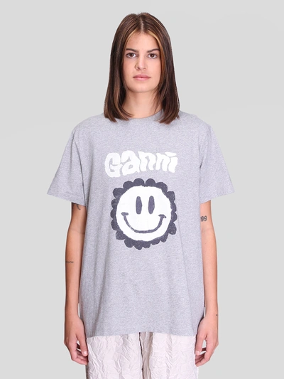 GANNI Grey Smiley T-Shirt GANNI